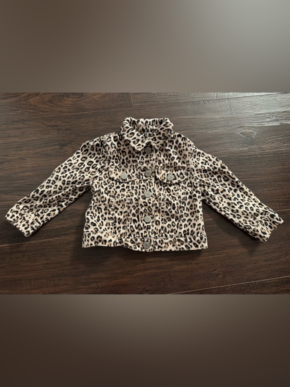 GAP denim 2T Leopard Print Jean Jacket - Beige Black Brown